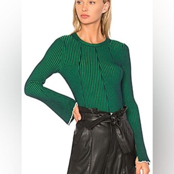 ALEXANDER WANG Flared Sleeve Sweater in Emerald - Picture 1 of 11